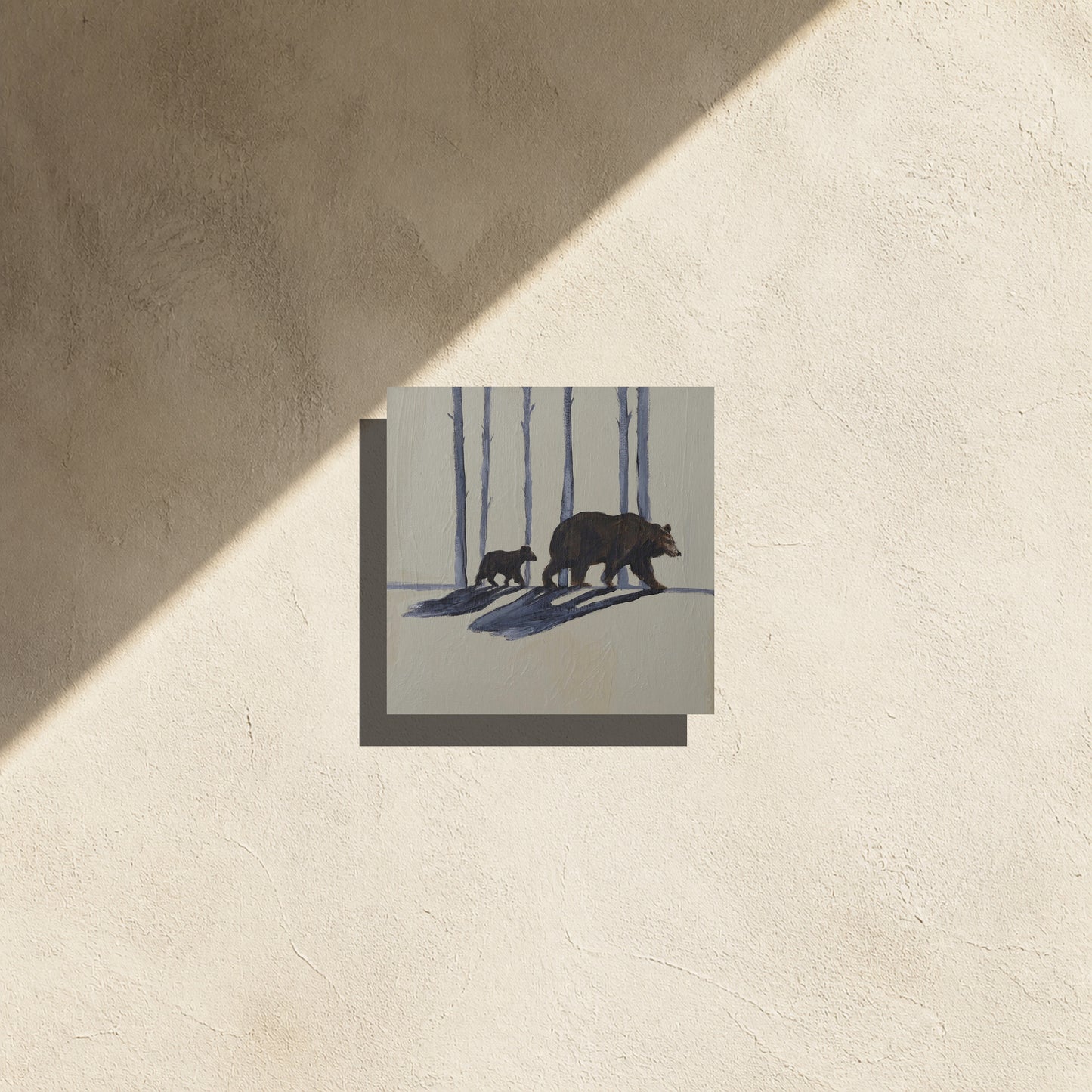 Stay Close — Original Bear & Cub Painting, 8x8