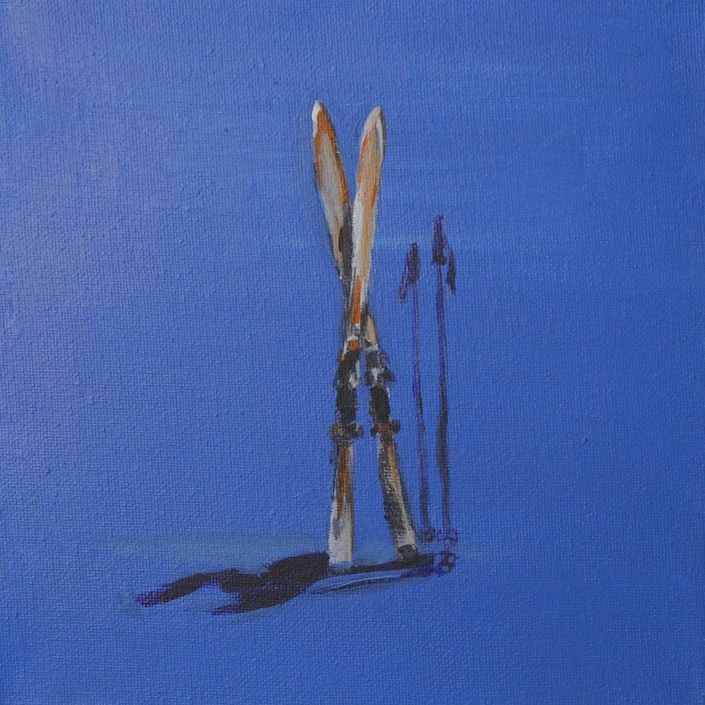 First Tracks — Original Vintage Ski Painting, 8x8