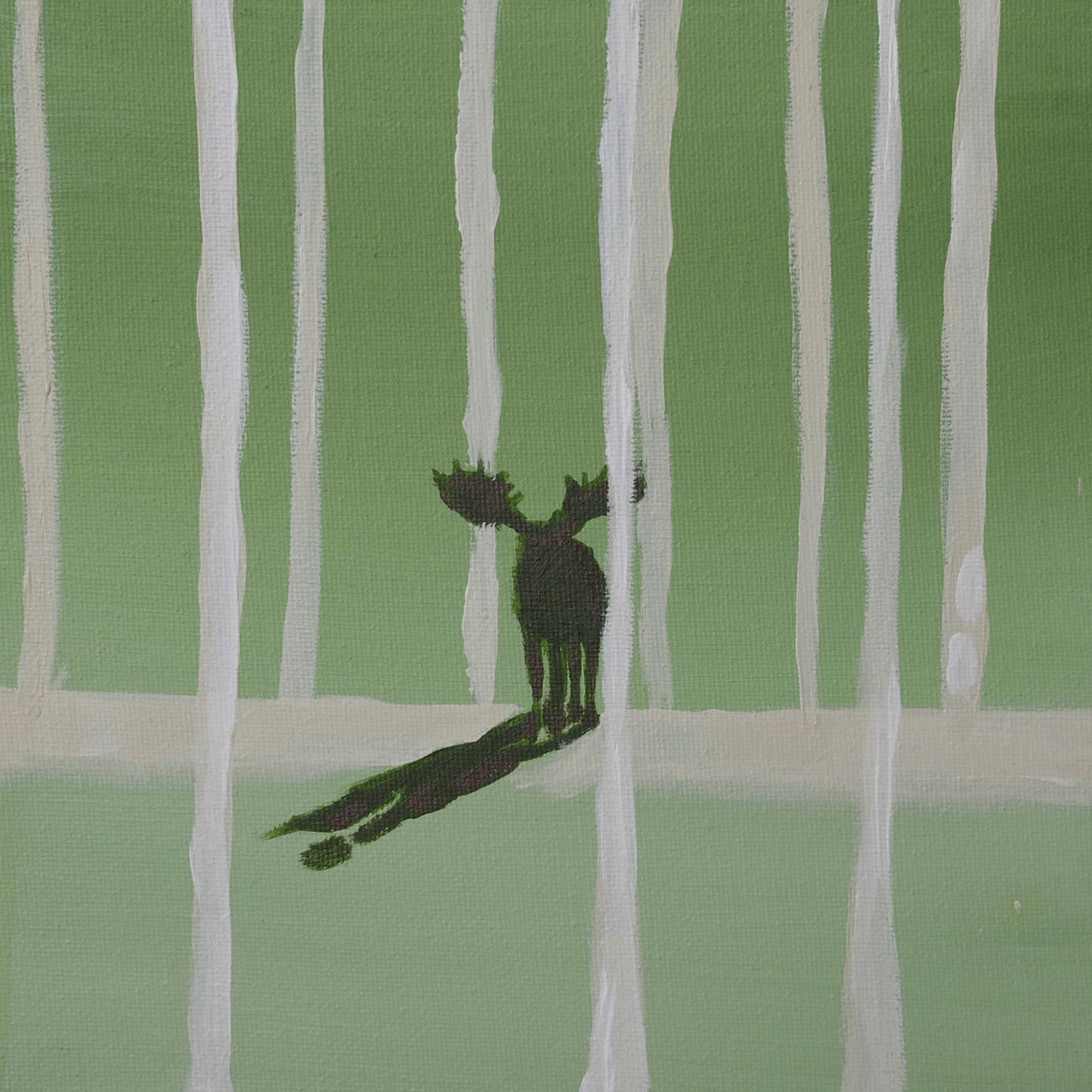 Between the Aspens — Original Moose Painting, 8x8