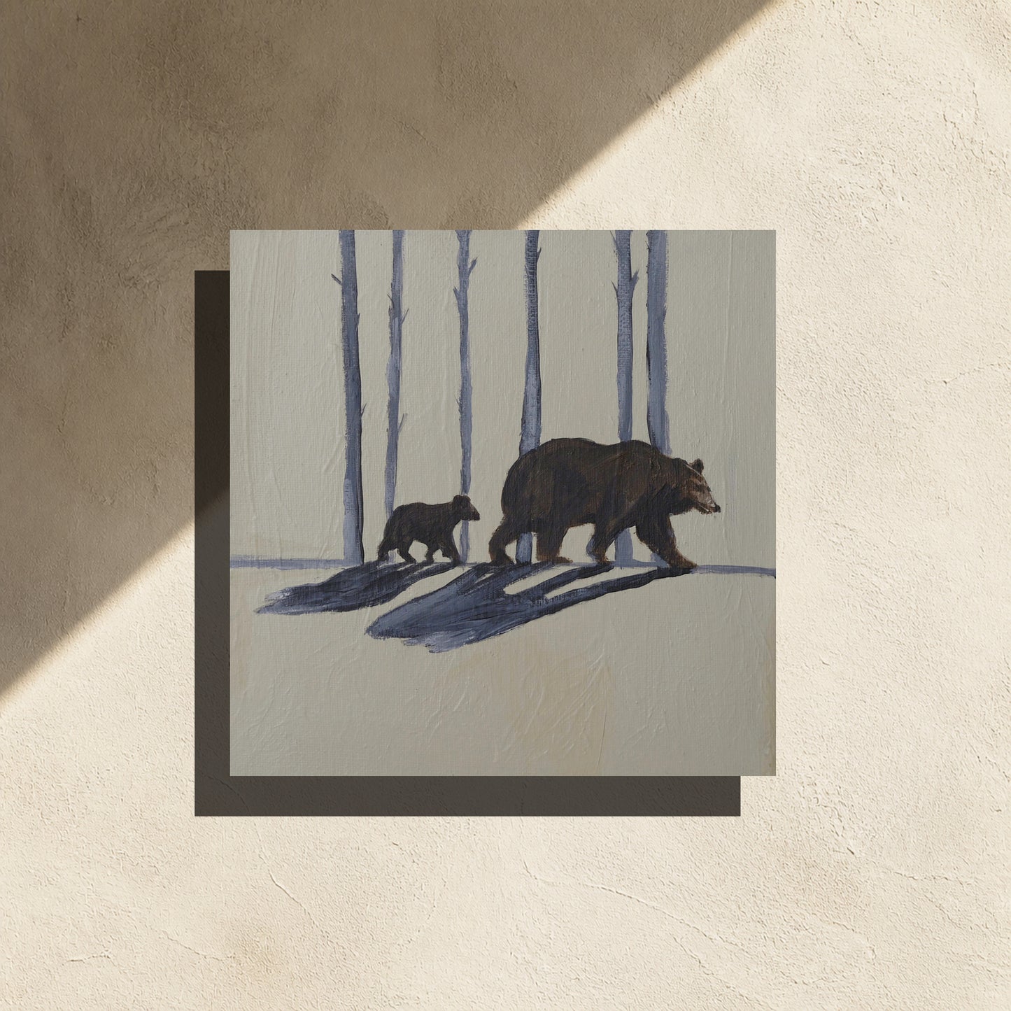 Stay Close — Original Bear & Cub Painting, 8x8