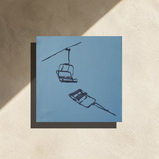 First Chair — Original Colorado Chairlift Painting, 8x8