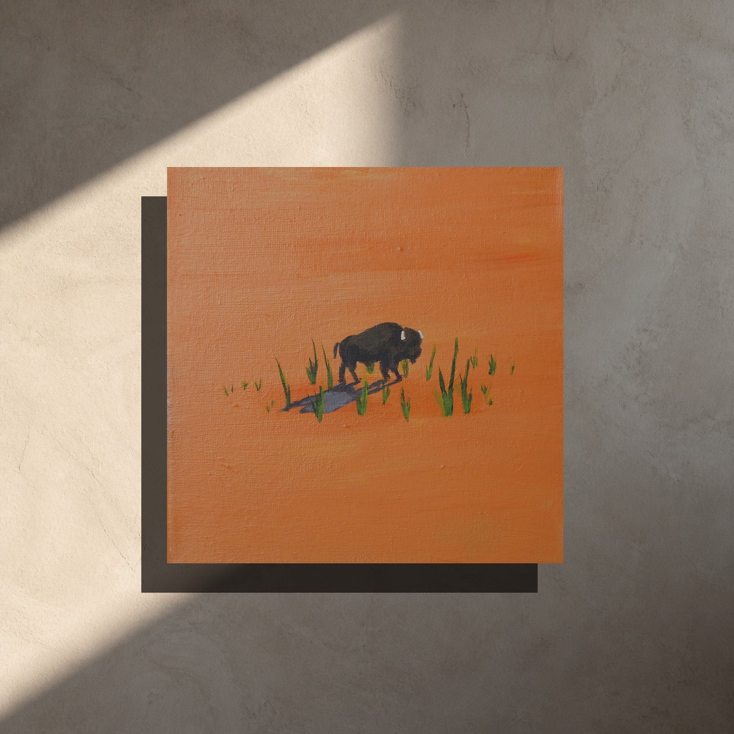 Open Range — Original Bison Painting, 8x8