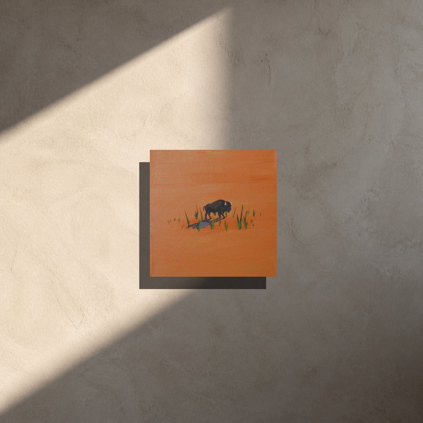 Open Range — Original Bison Painting, 8x8
