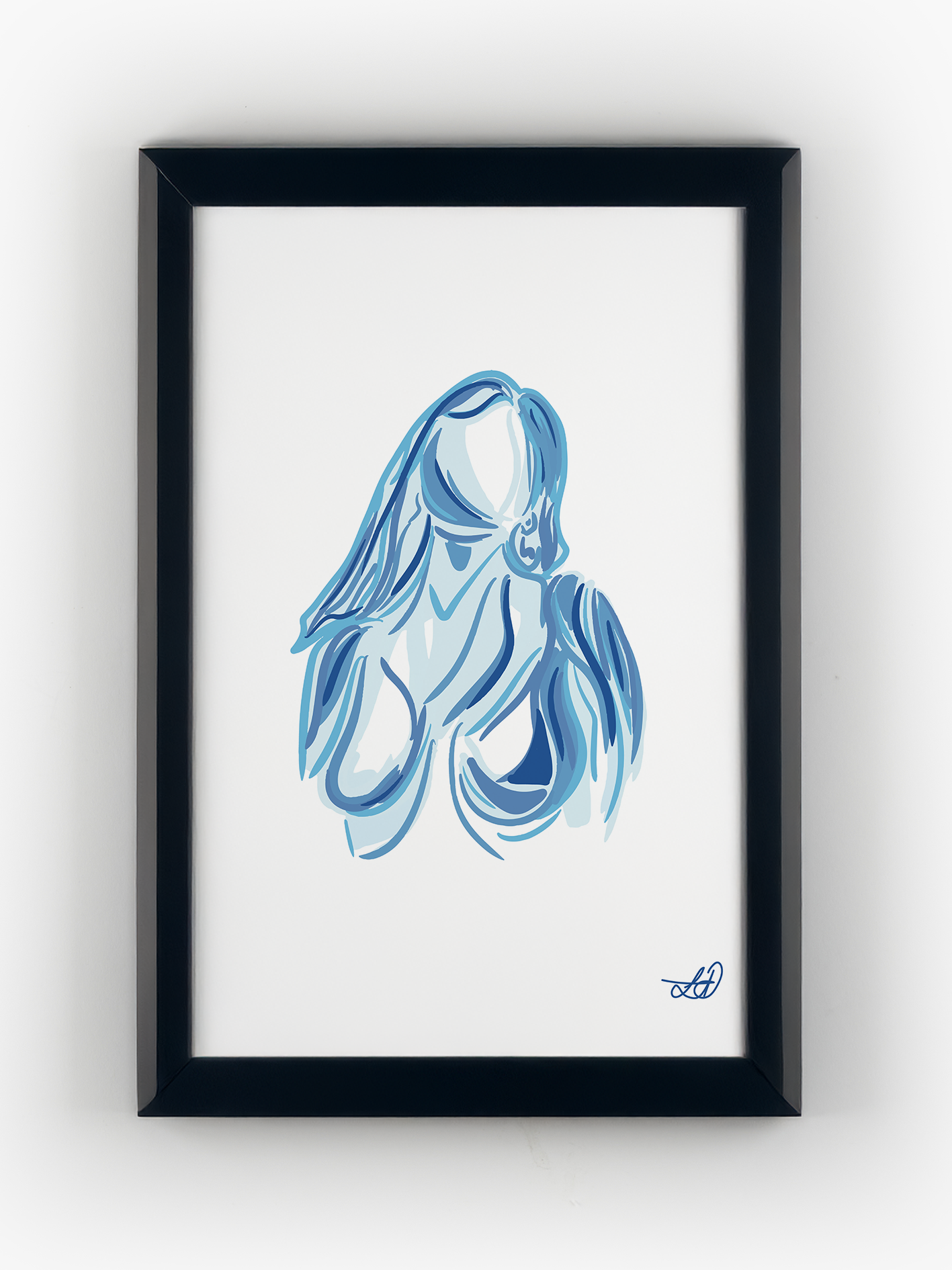 Suppression in Blue Art Print